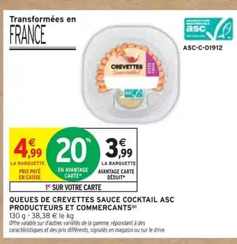 PRODUCTEURS ET COMMERCANTS Queues de crevettes sauce cocktail ASC