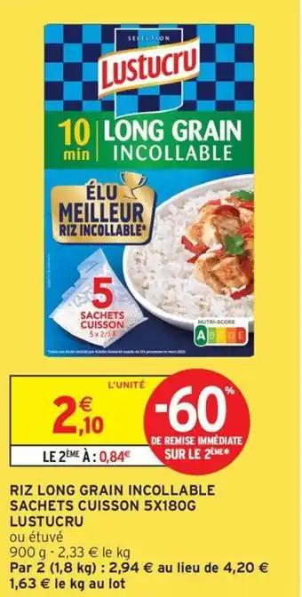 Riz long grain incollable sachets cuisson lustucru 900 g
