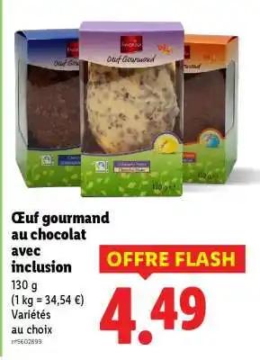 Oeuf gourmand au chocolat avec inclusion