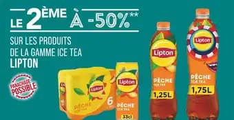 Lipton Le 2ème à -50% sur les produits de la gamme ice tea Lipton