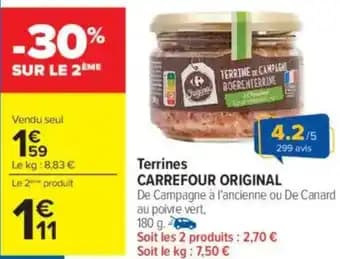 Terrines carrefour original 180 g
