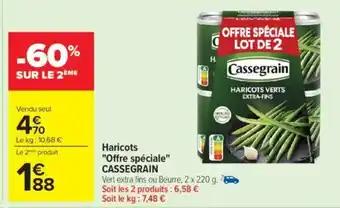 Haricots offre spéciale cassegrain 2 x 220 g