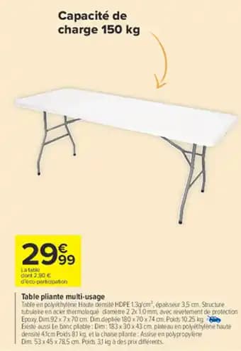 Promotion Exclusives de 19
Table pliante : Découvrez l'Offre incontournable