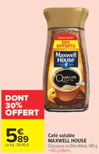 MAXWELL HOUSE Café soluble 140 g