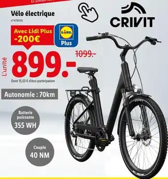 Promotion Exclusives de 21
Vélo électrique : Découvrez l'Offre incontournable