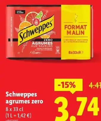 SCHWEPPES agrumes zero 8 x 33 cl