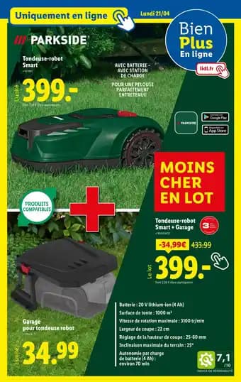 PARKSIDE Tondeuse-robot Smart + Garage