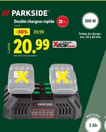 PARKSIDE Double chargeur rapide